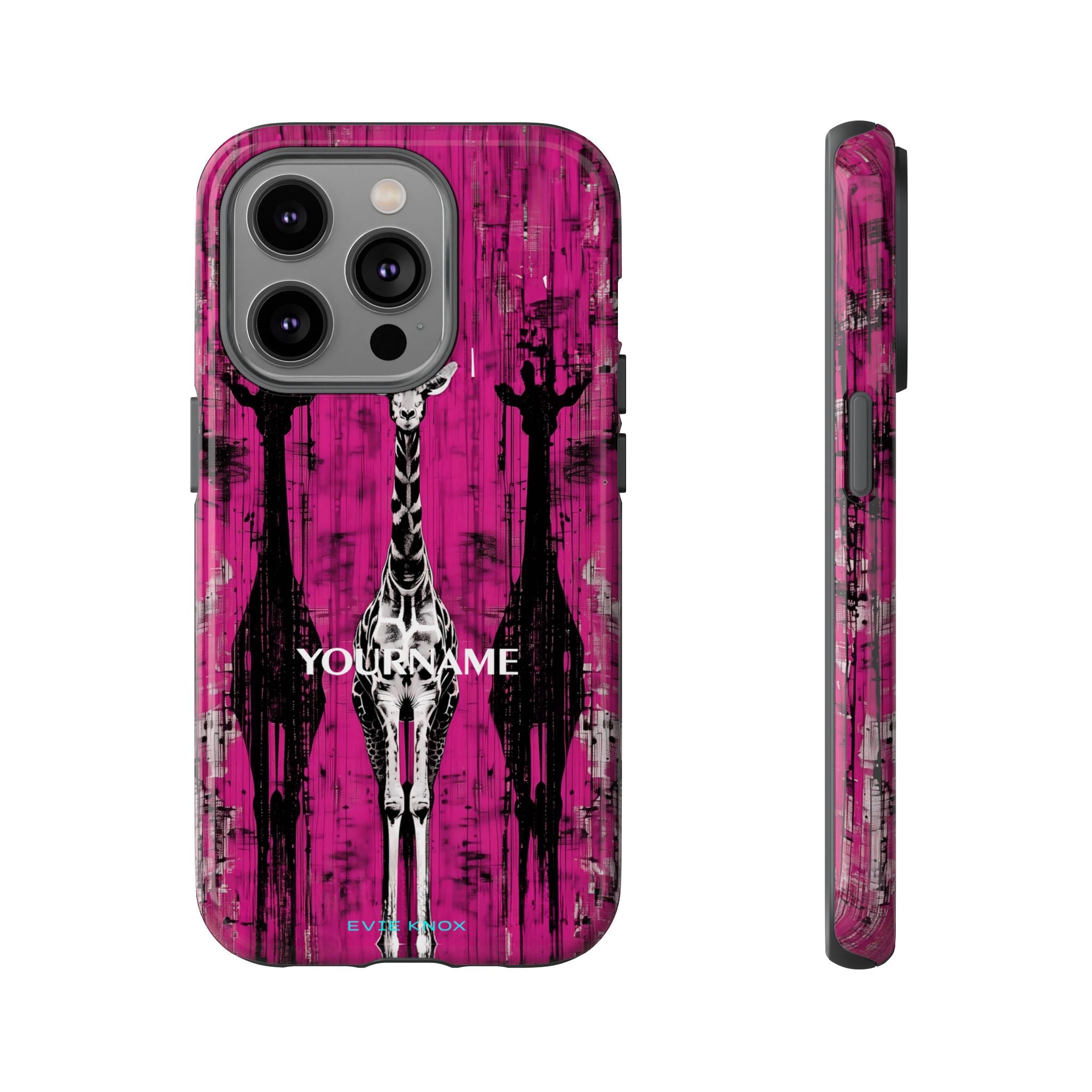 Giraffes on Berry iPhone Tough Case — Glossy Full‑Wrap Protection