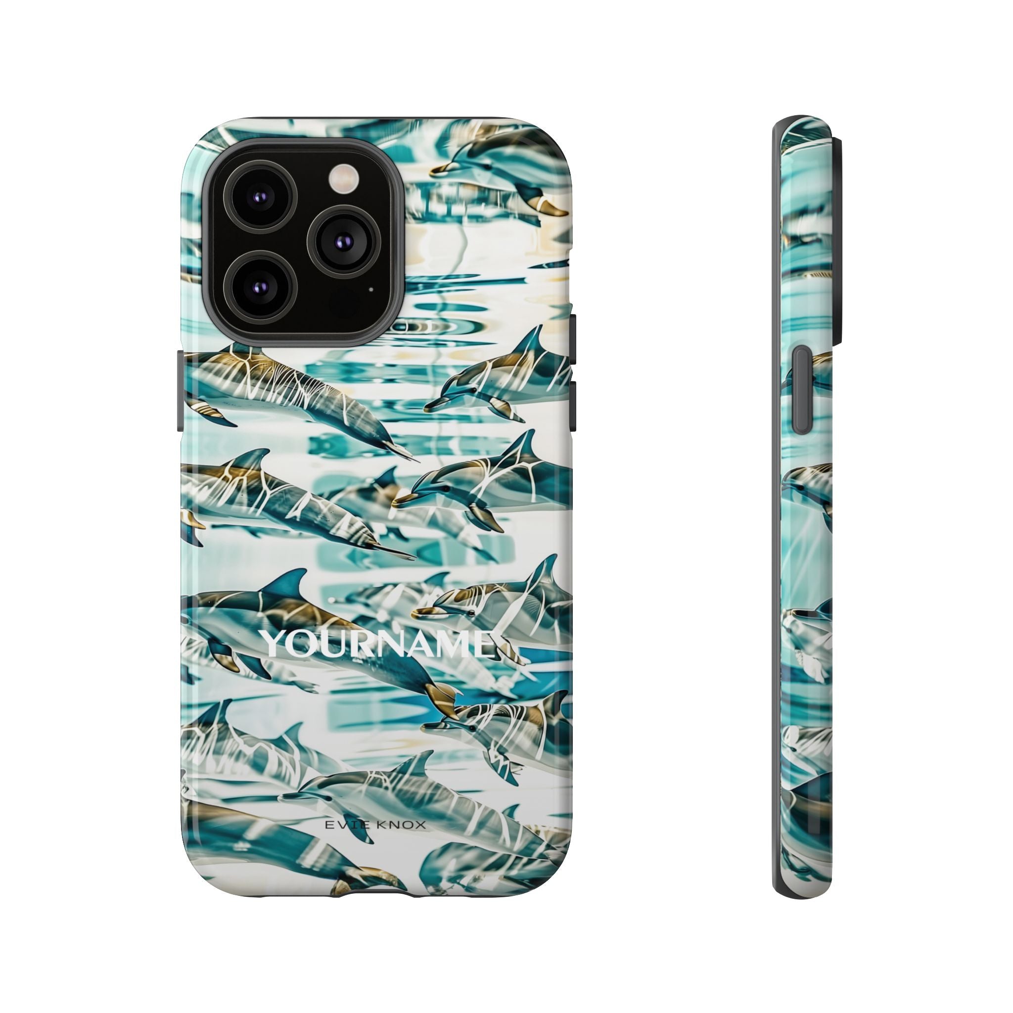 Dolphin Wave Tough Phone Case — Personalized Ocean Print