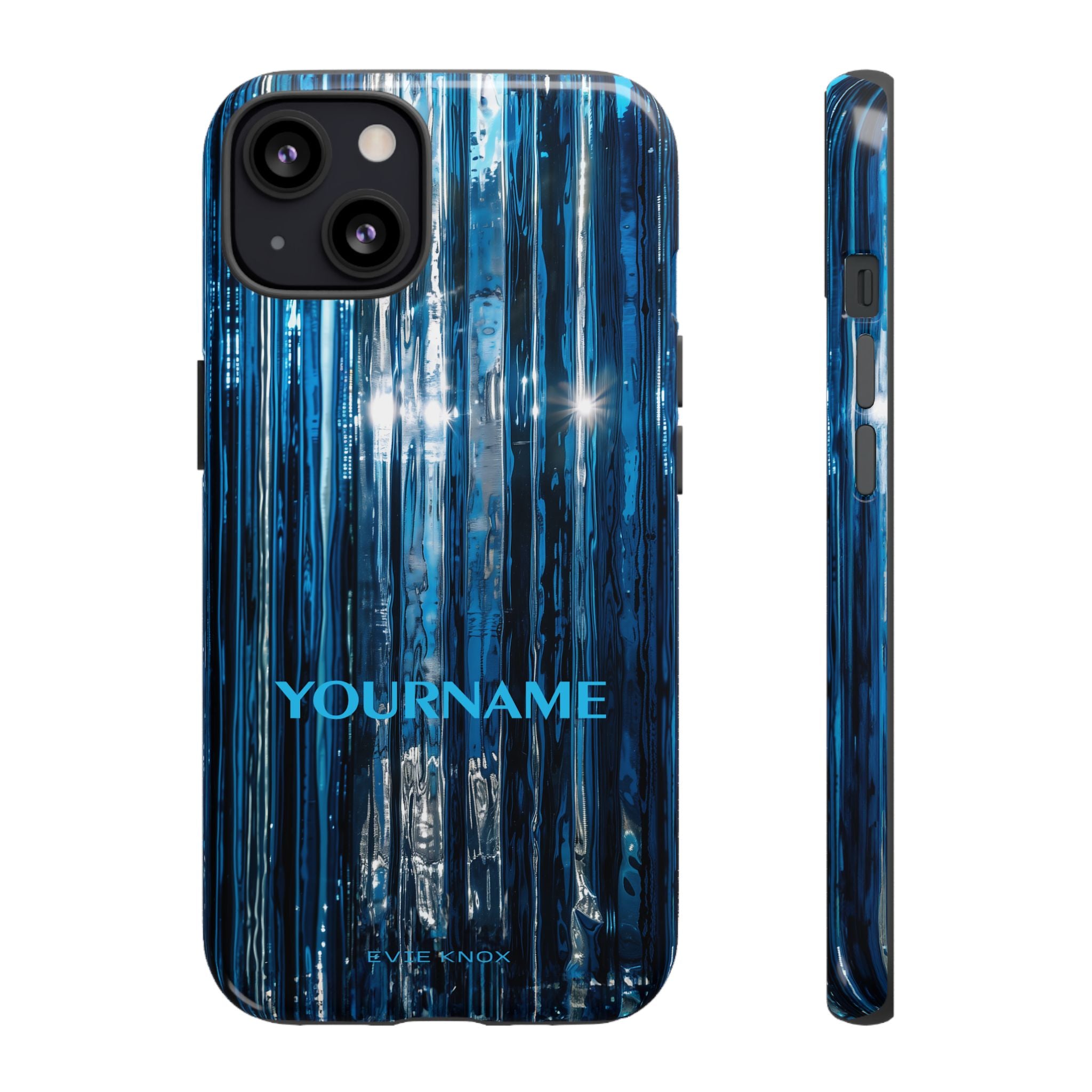 Blue Ribbed Art Glass Effect Tough iPhone Case - Personalized Phone case