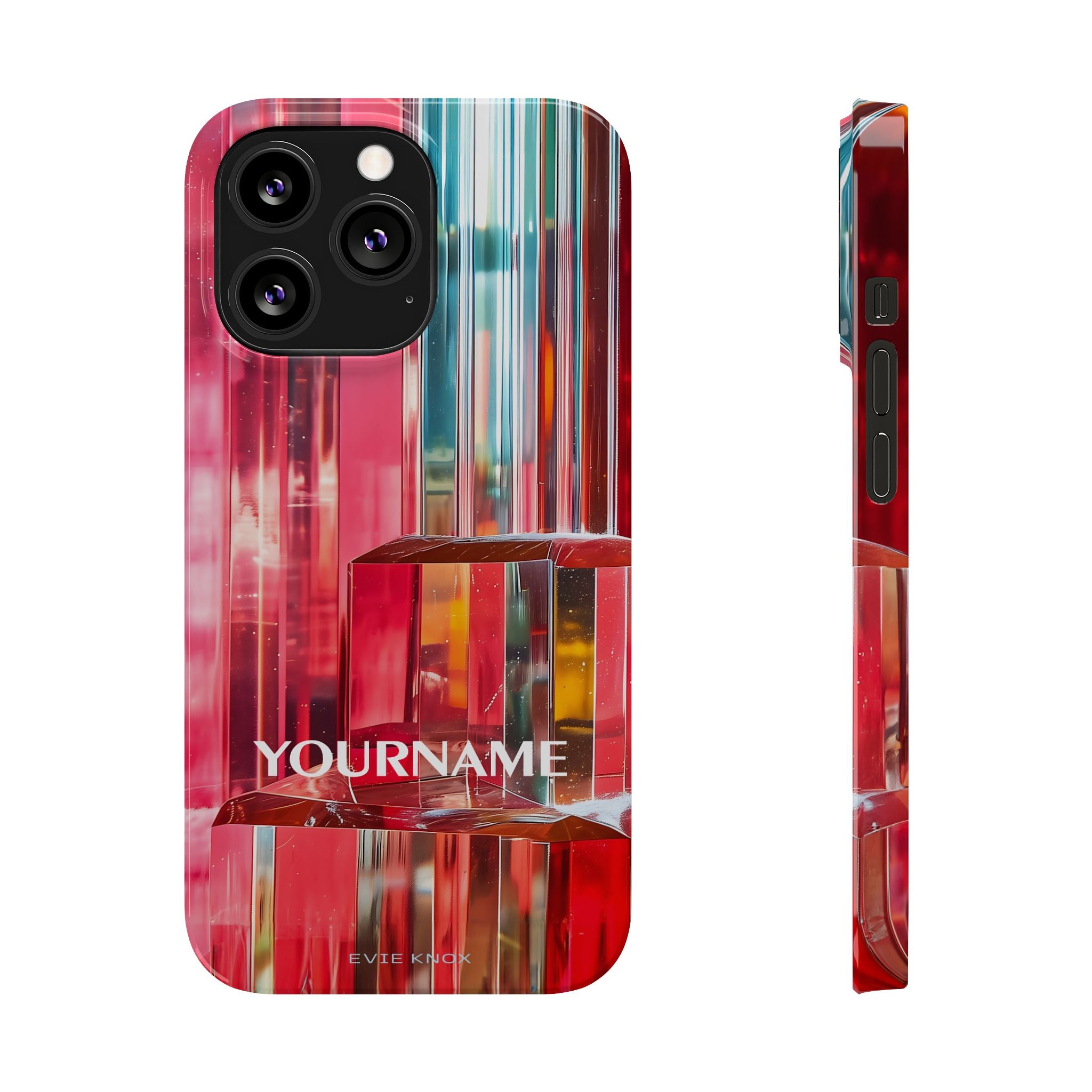 Abstract Prism Slim Phone Case — Red Geometric Crystal Design