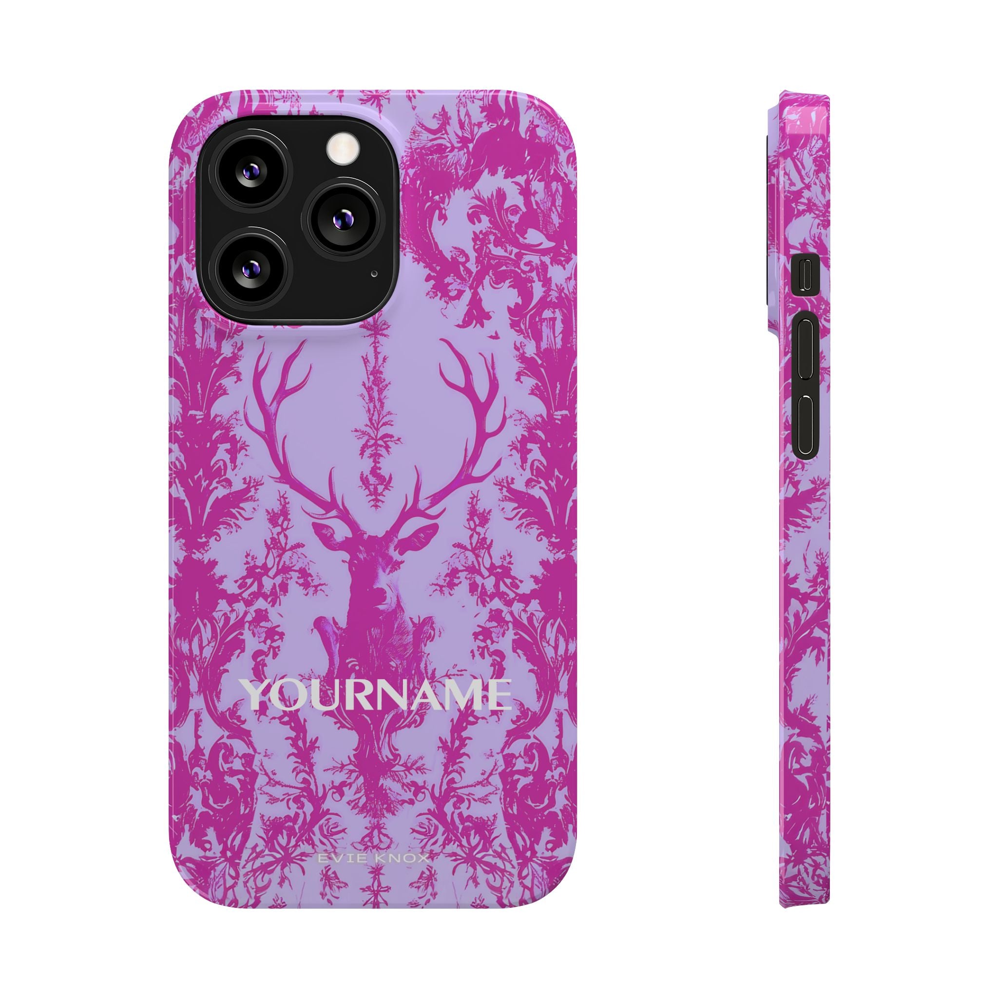 Pink Baroque Deer Slim iPhone Case — Floral Antler Pattern