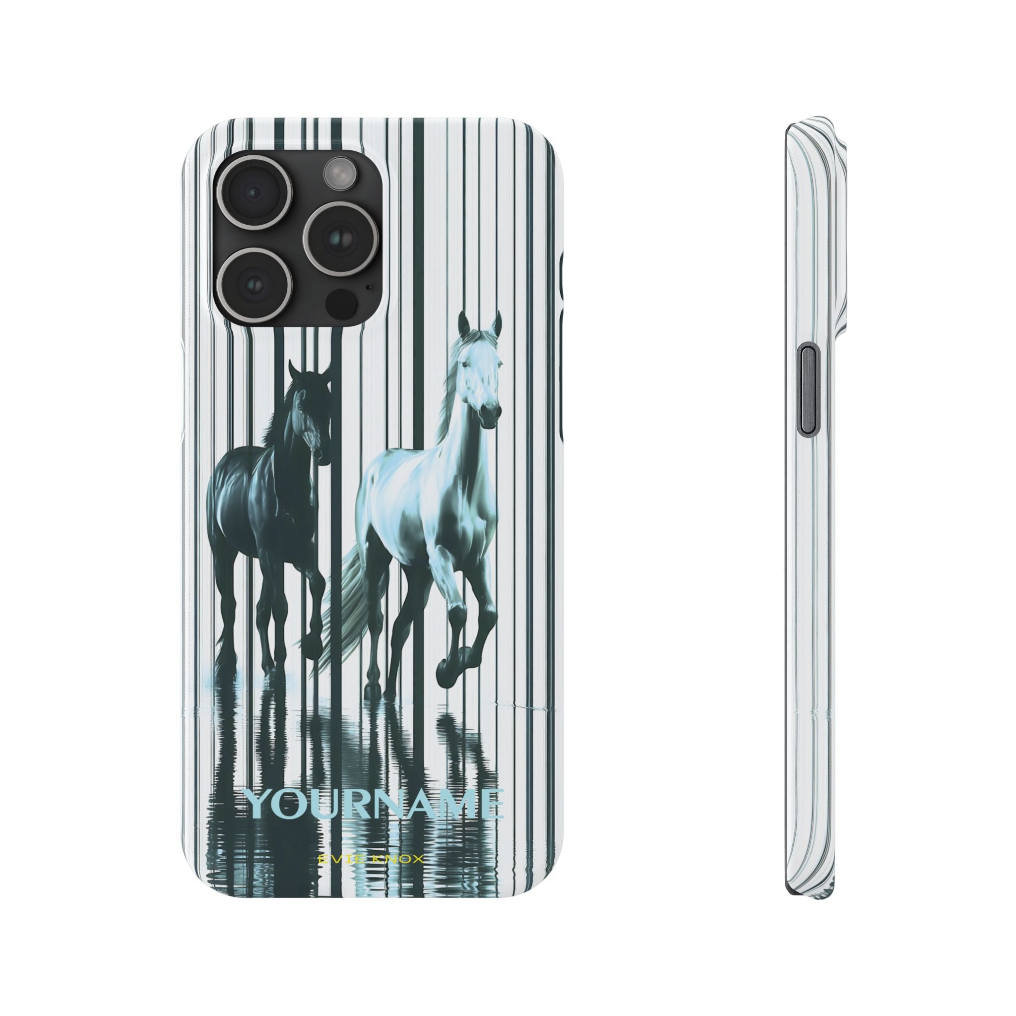 Stallion Mirage Slim iPhone Case – Galloping Horse Black & White Design