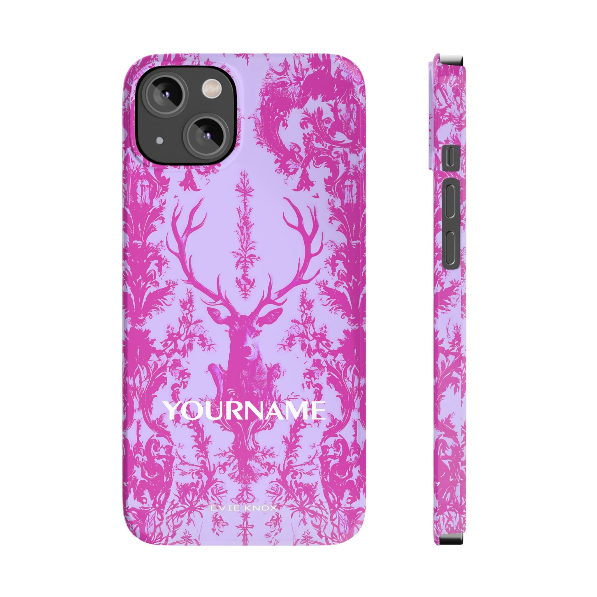 Pink Baroque Deer Slim iPhone Case — Floral Antler Pattern