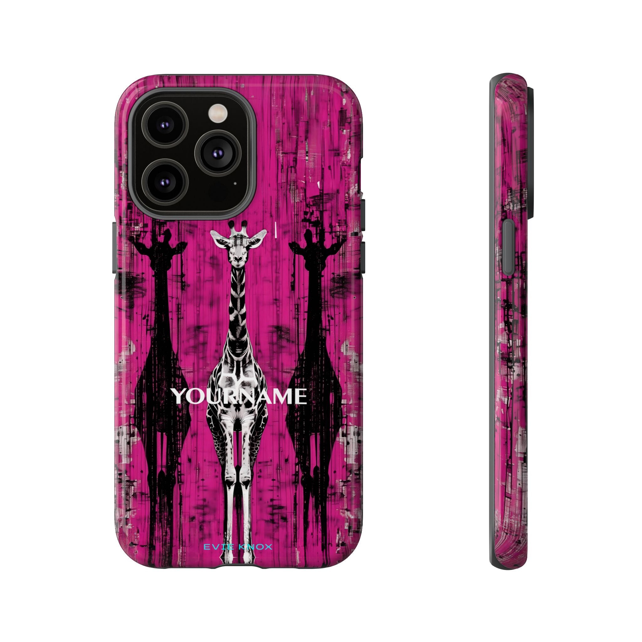 Giraffes on Berry iPhone Tough Case — Glossy Full‑Wrap Protection