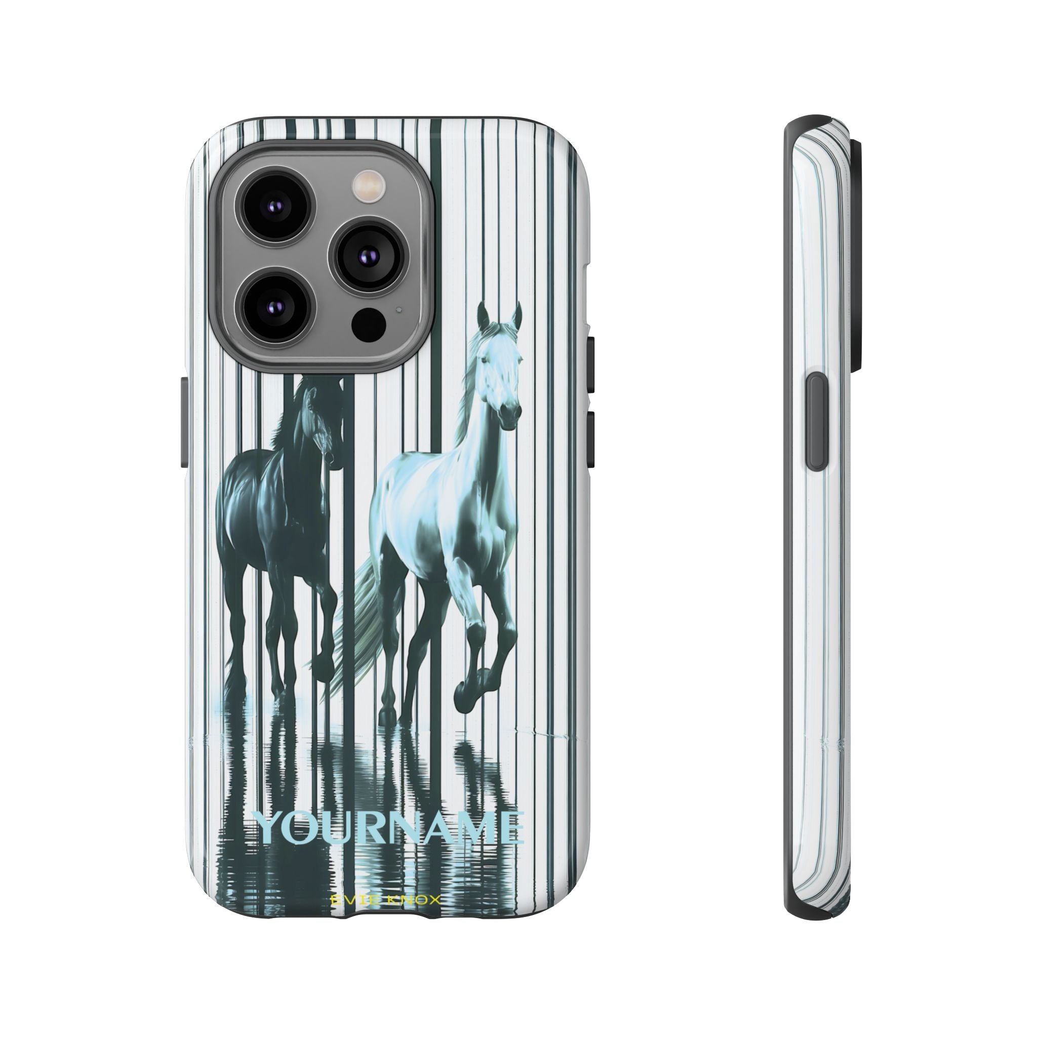 Stallion Mirage Tough iPhone Case – Galloping Horse Black & White Design
