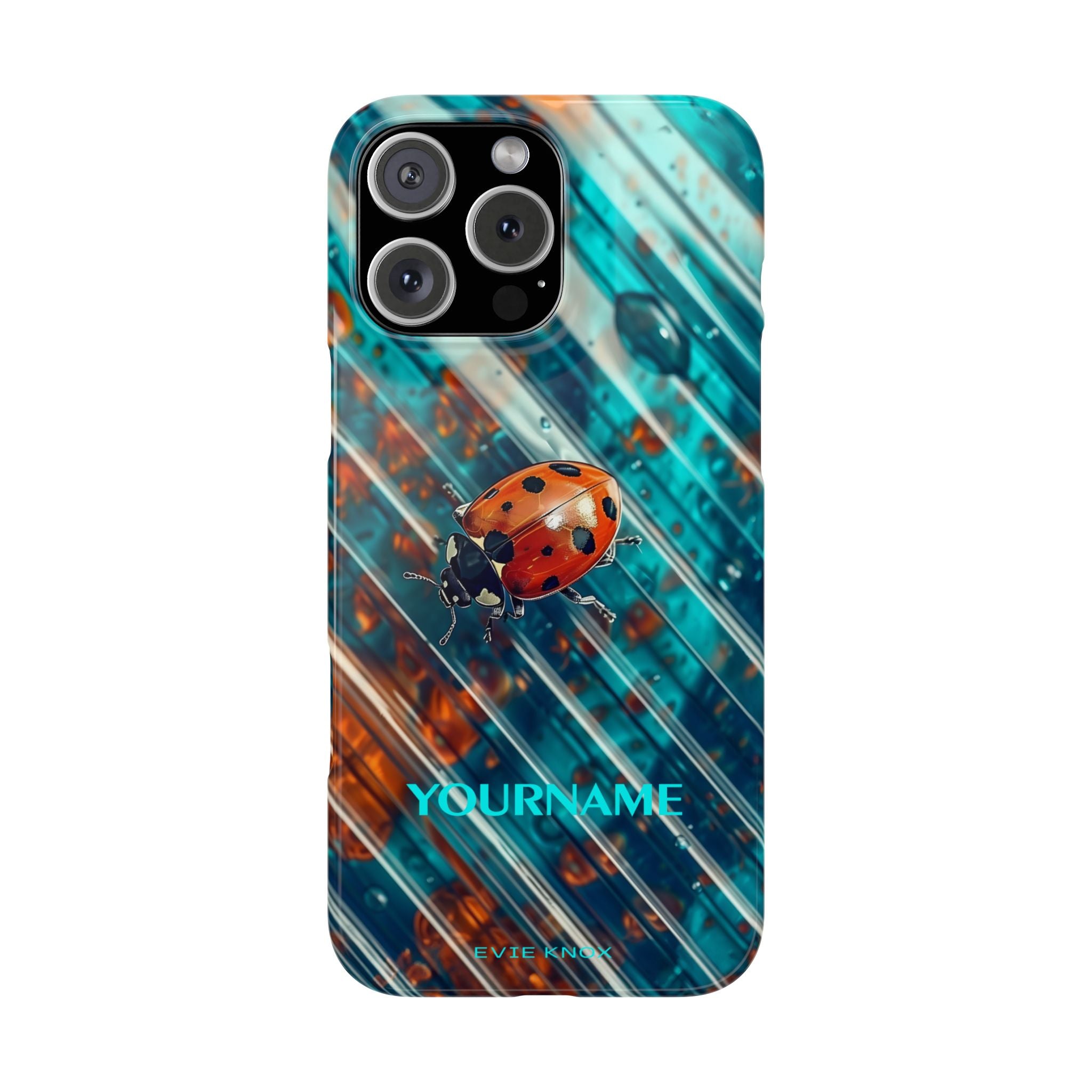 Little Lady Ladybug on Blue Protective Slim Phone Case