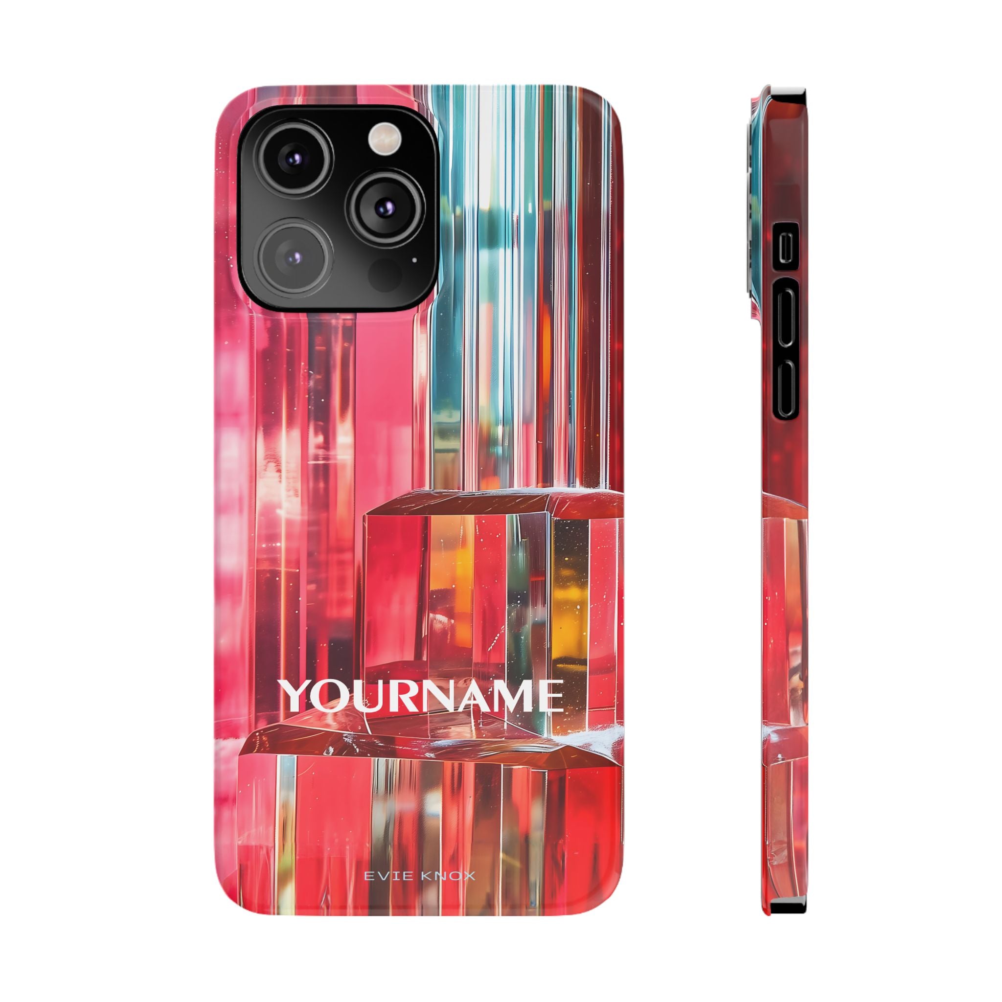 Abstract Prism Slim Phone Case — Red Geometric Crystal Design