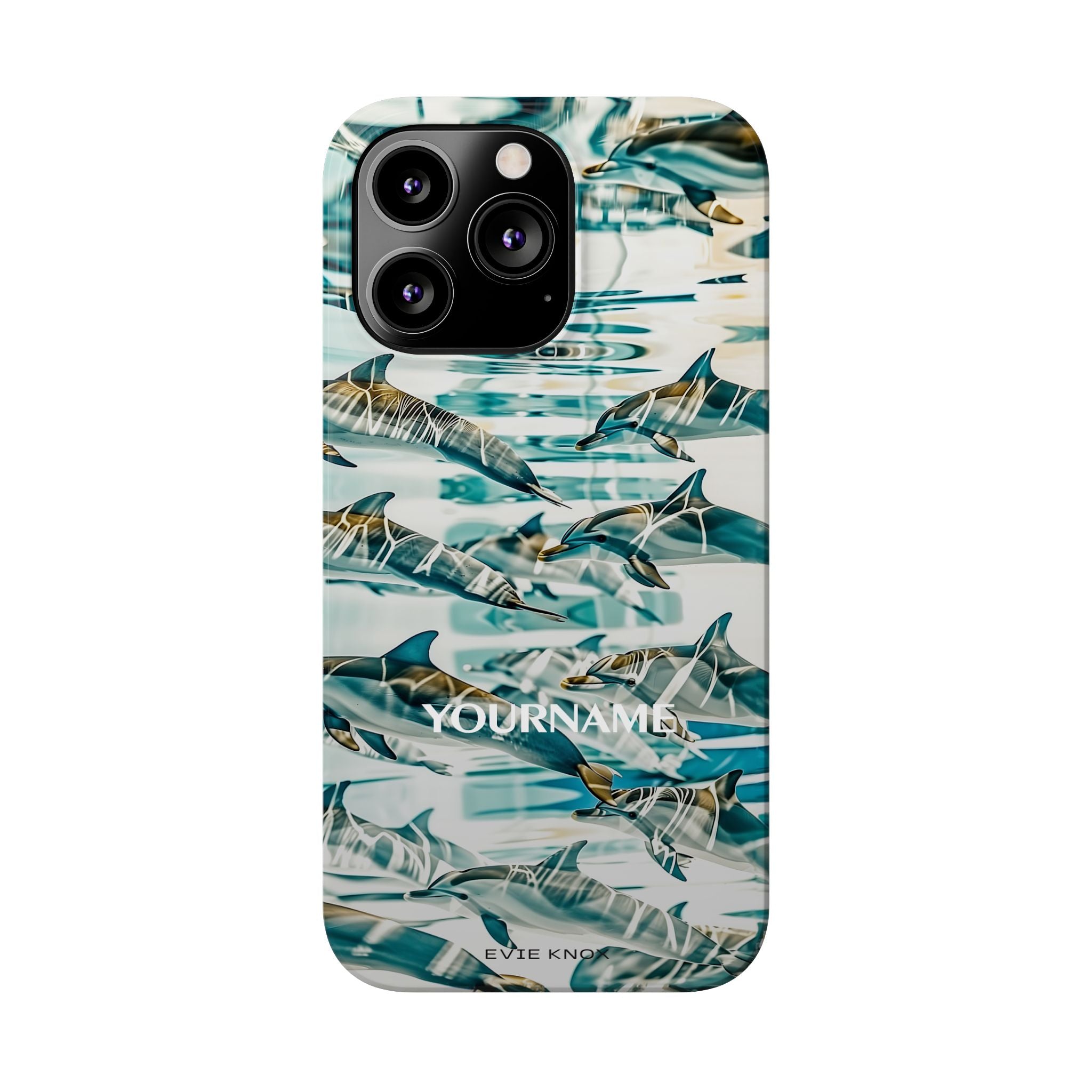 Dolphin Wave Slim Phone Case — Personalized Ocean Pattern