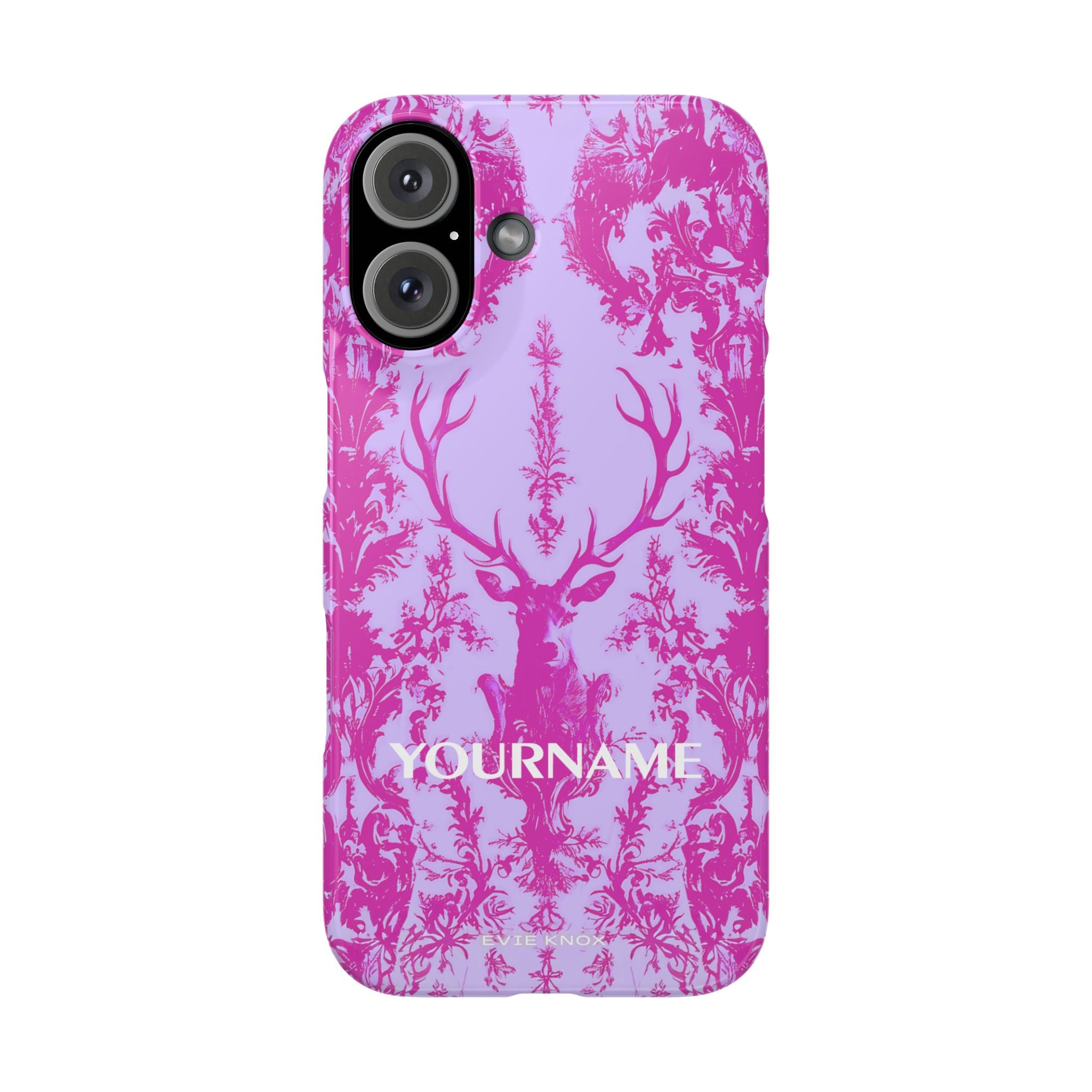 Pink Baroque Deer Slim iPhone Case — Floral Antler Pattern