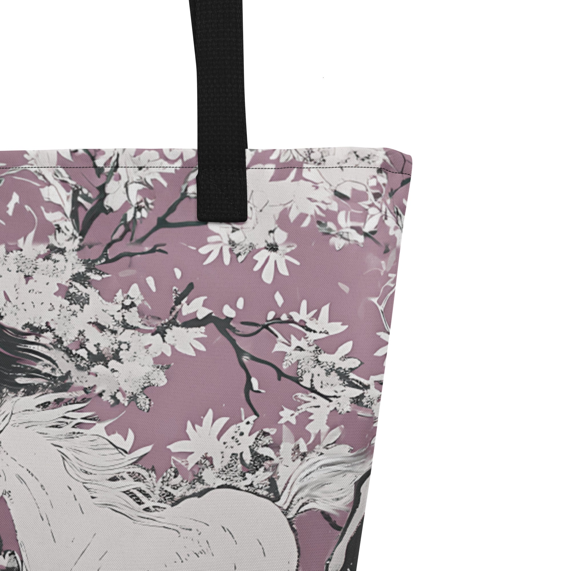 Stallion Stampede On Blossom Field Large Tote Bag